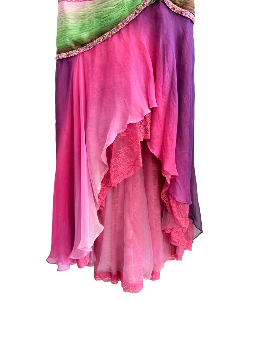 Mac Duggal Couture Beaded Strapless High Low Prom Formal Dress Pink Size 4 - Picture 7 of 16